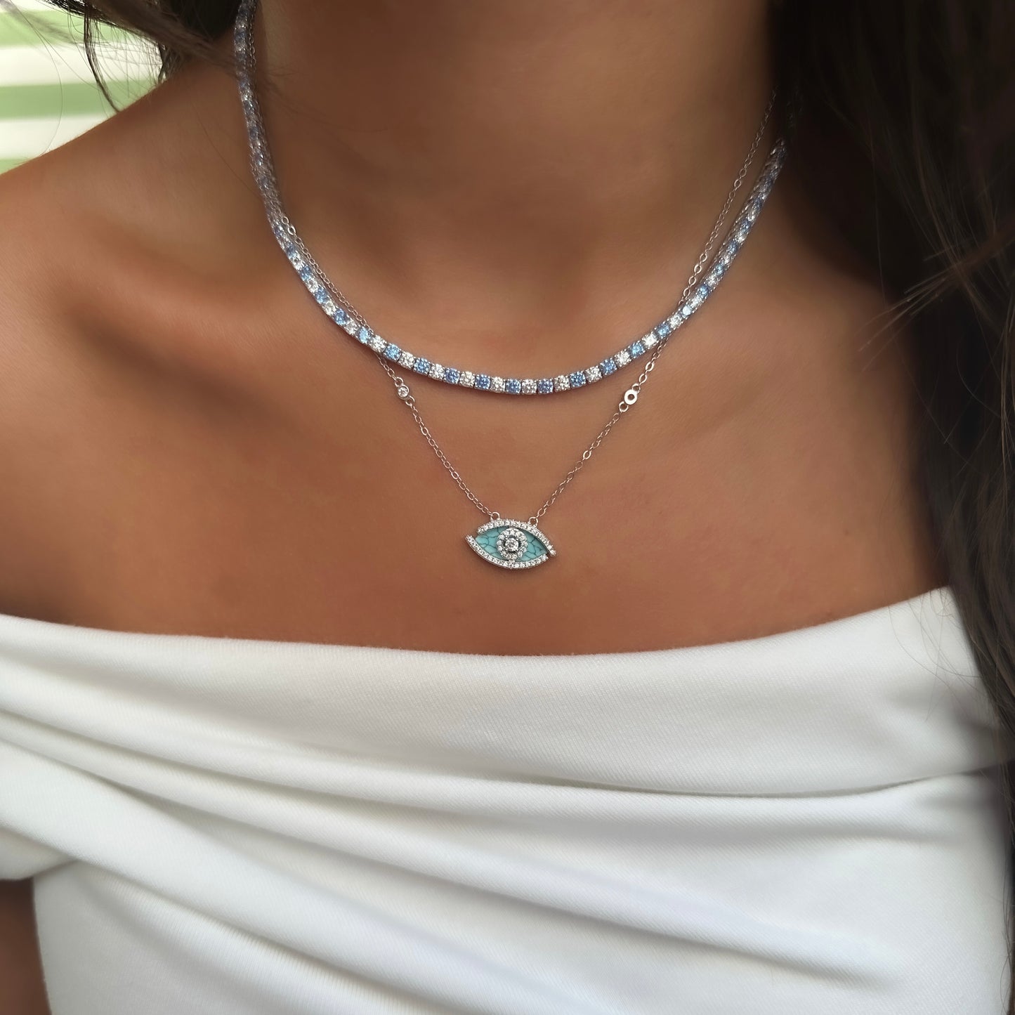 Üç mm Aqua Taşlı Suyolu Kolye