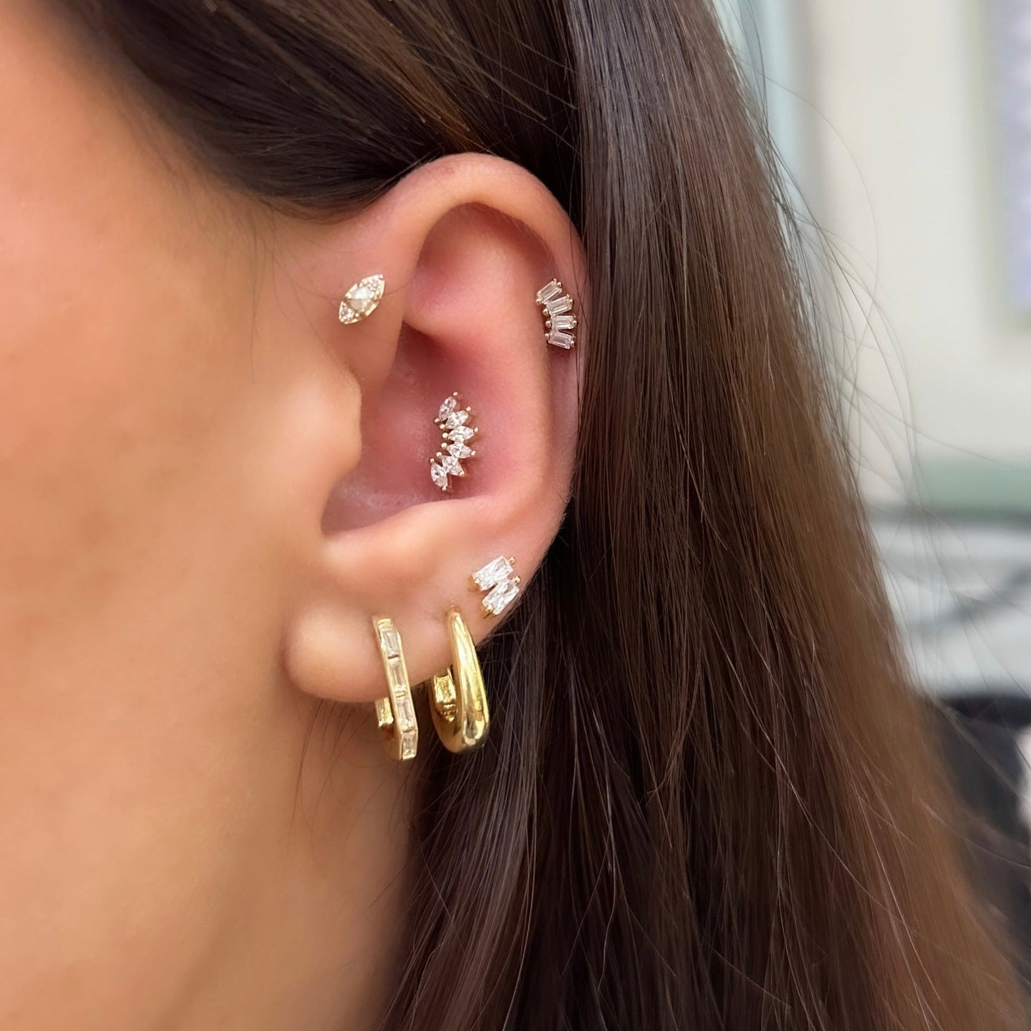 Baguette U Hoop Earring