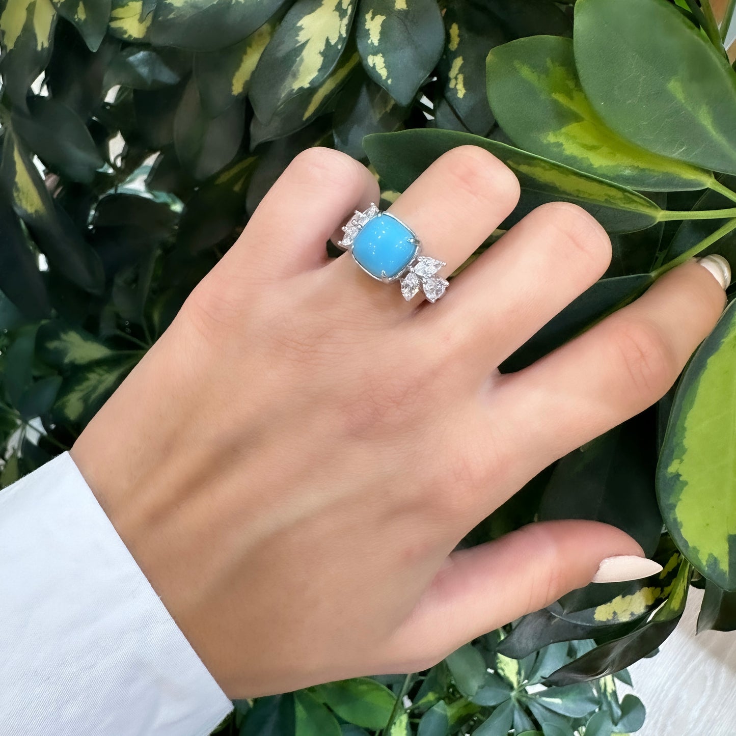 Blue Stone Side Marquise Ring