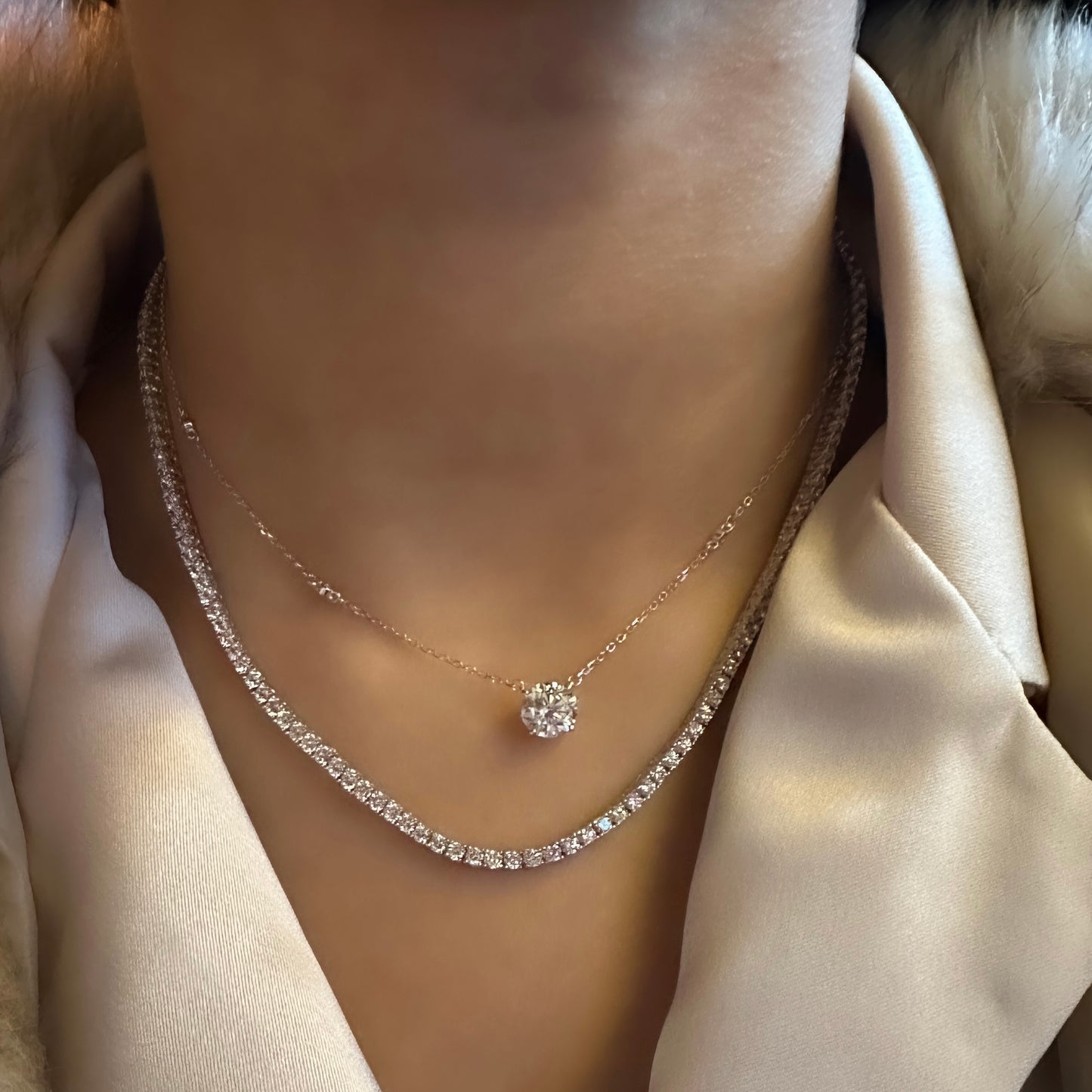 Plastered Model Moissanite Necklace