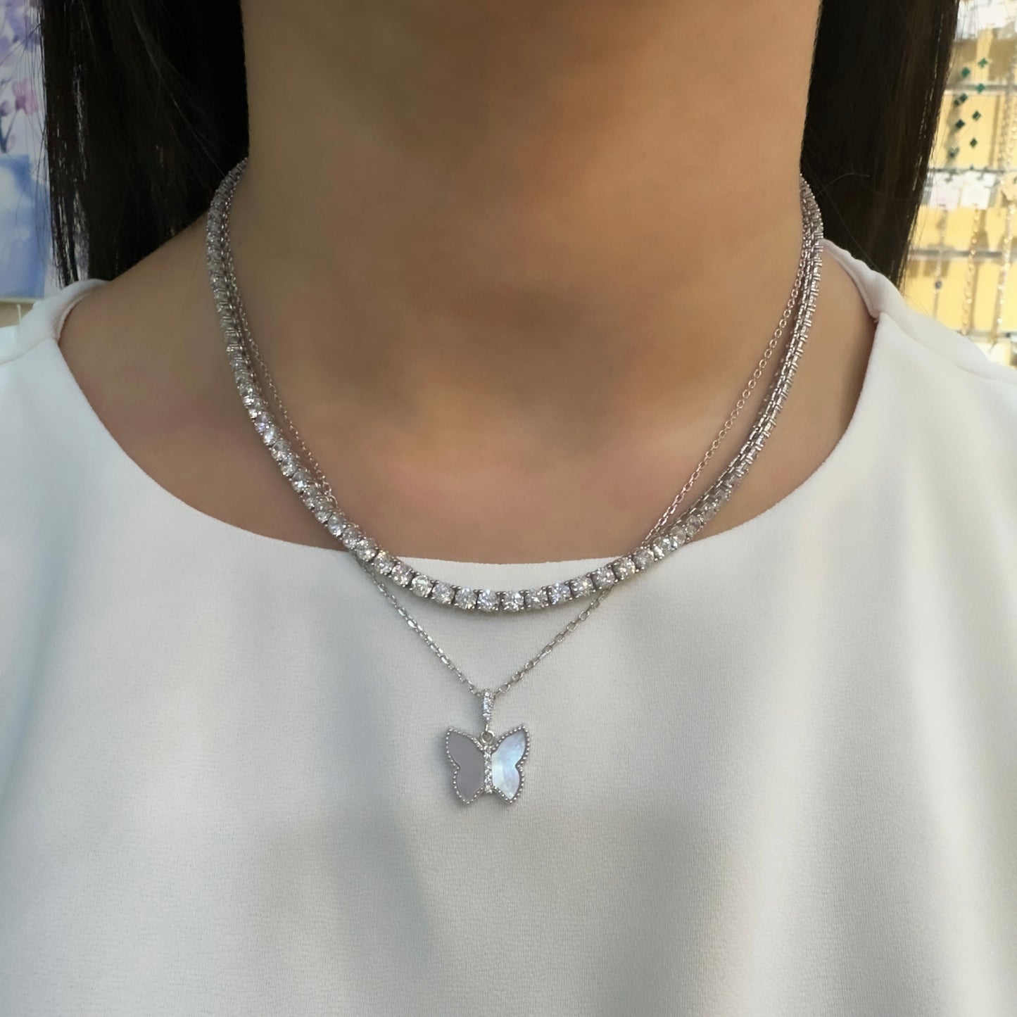 Mother of Pearl Butterfly Necklace