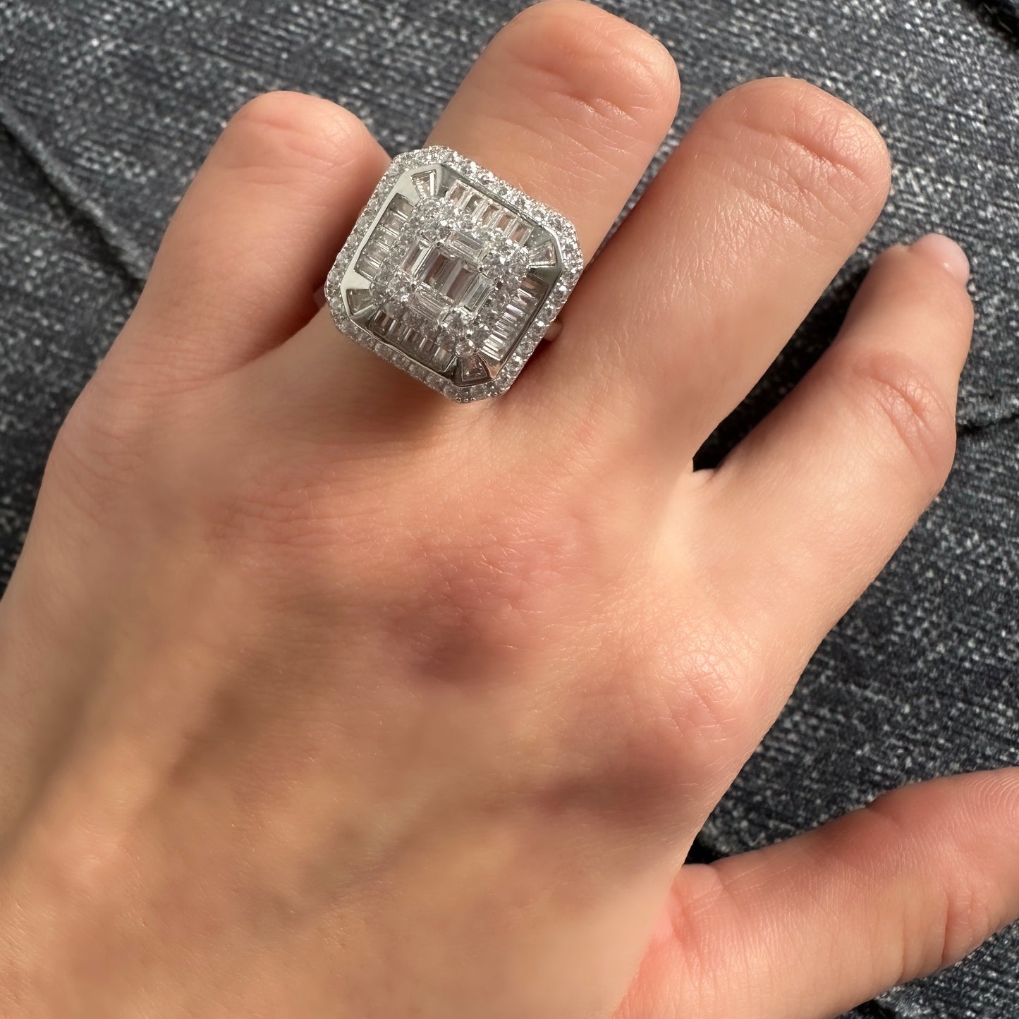Square Center Baguette Stone Ring
