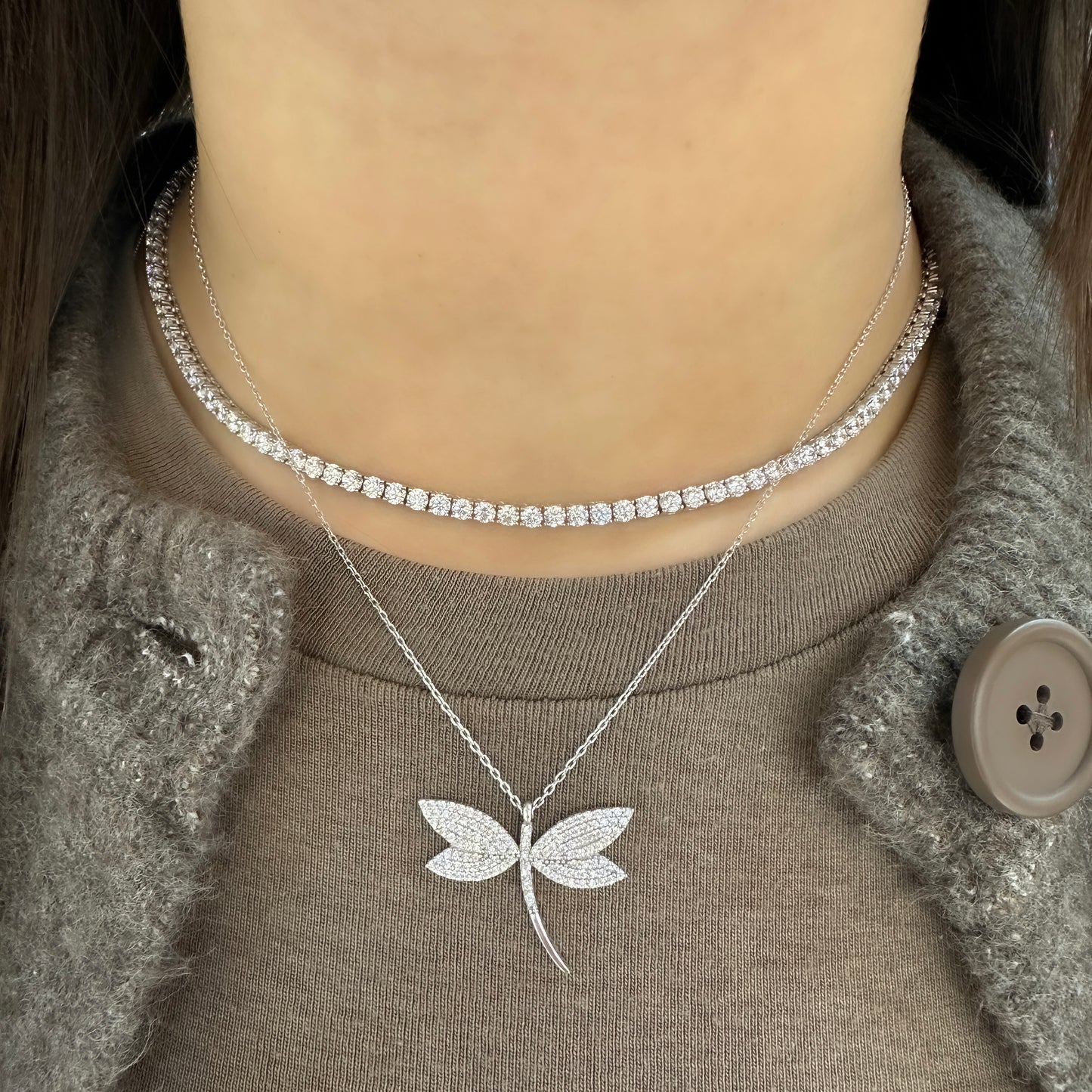 Stone Dragonfly Necklace