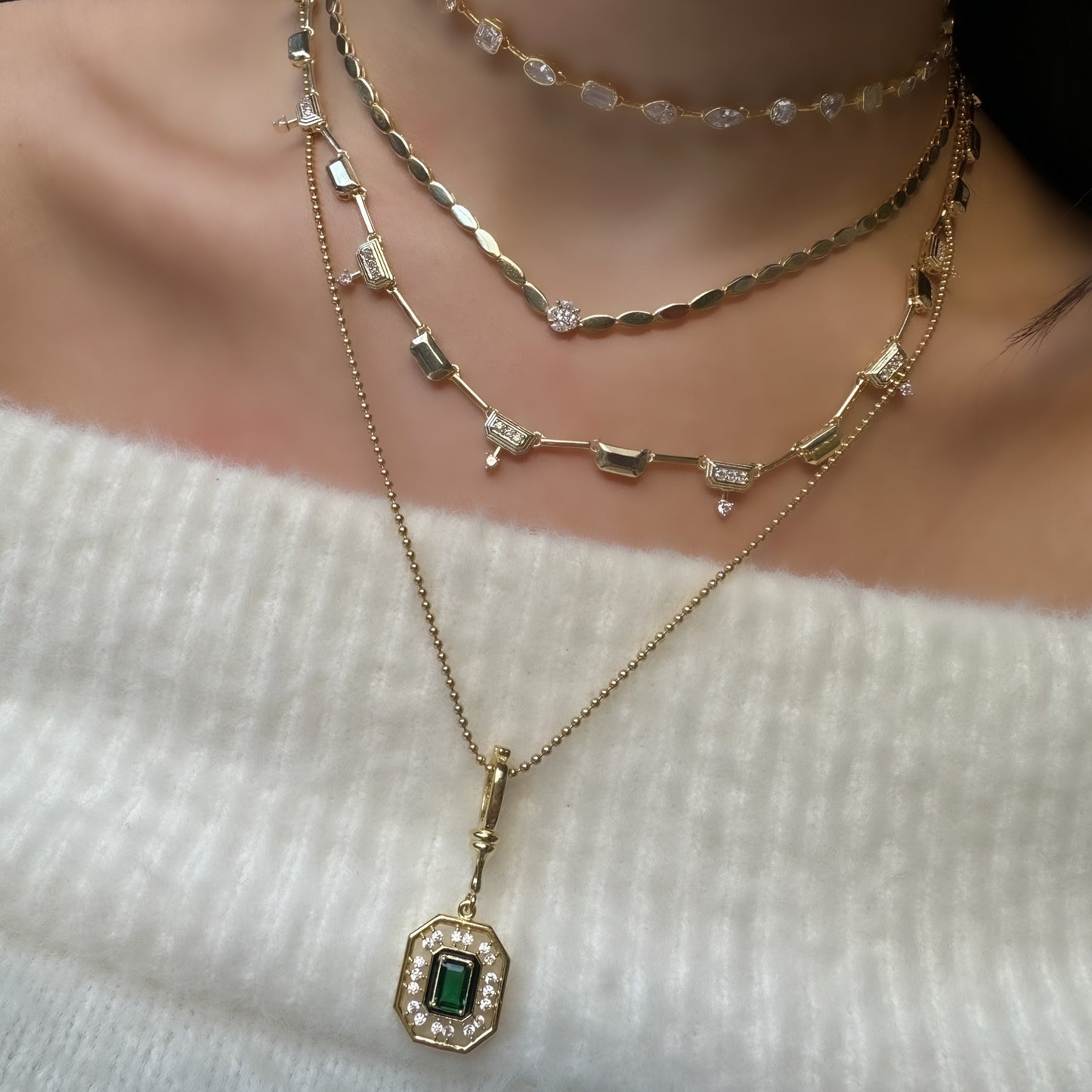 Green Stone Modern Pendant / Charm