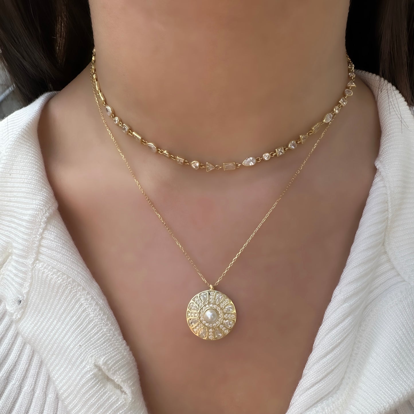 Pearl Vintage Taşlı Kolye