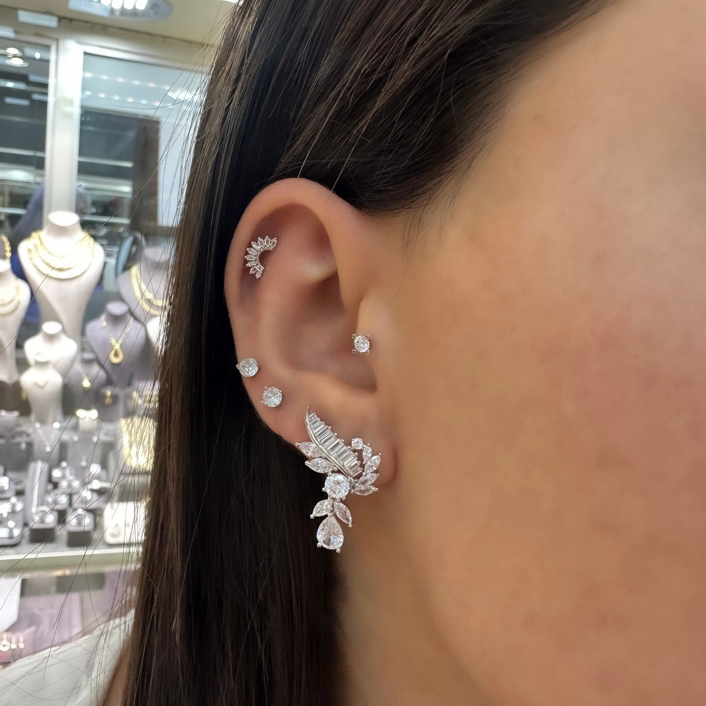 Pin Dangle Baguette Earrings