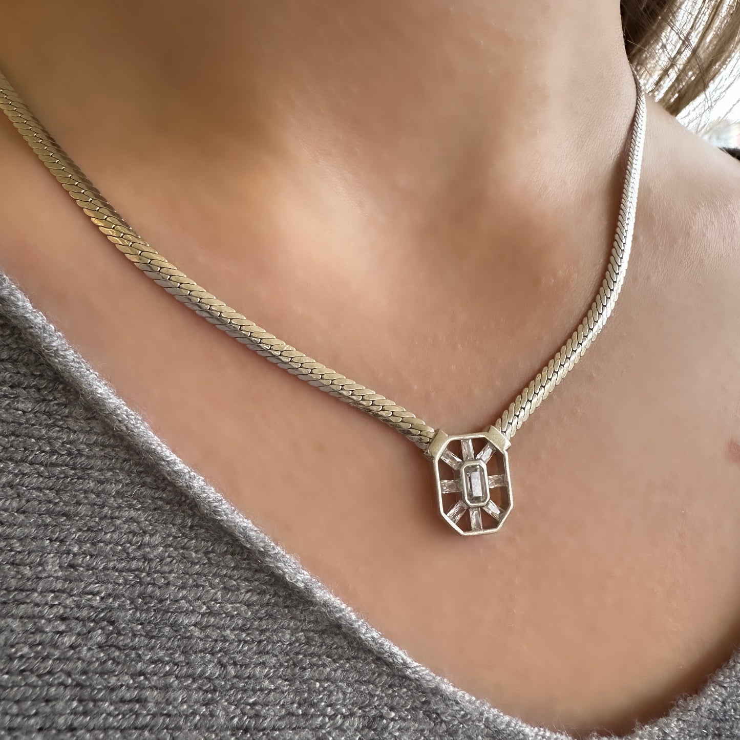 Gala Drop Baguette Stone Necklace