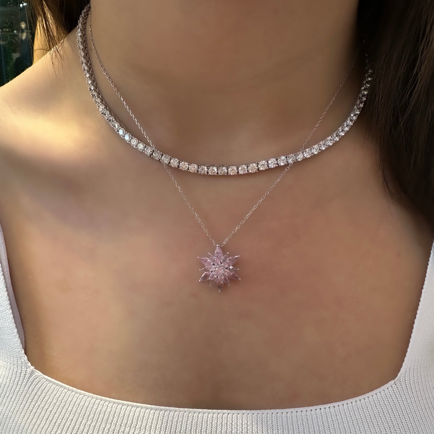 Renkli Taşlı Lotus Kolye