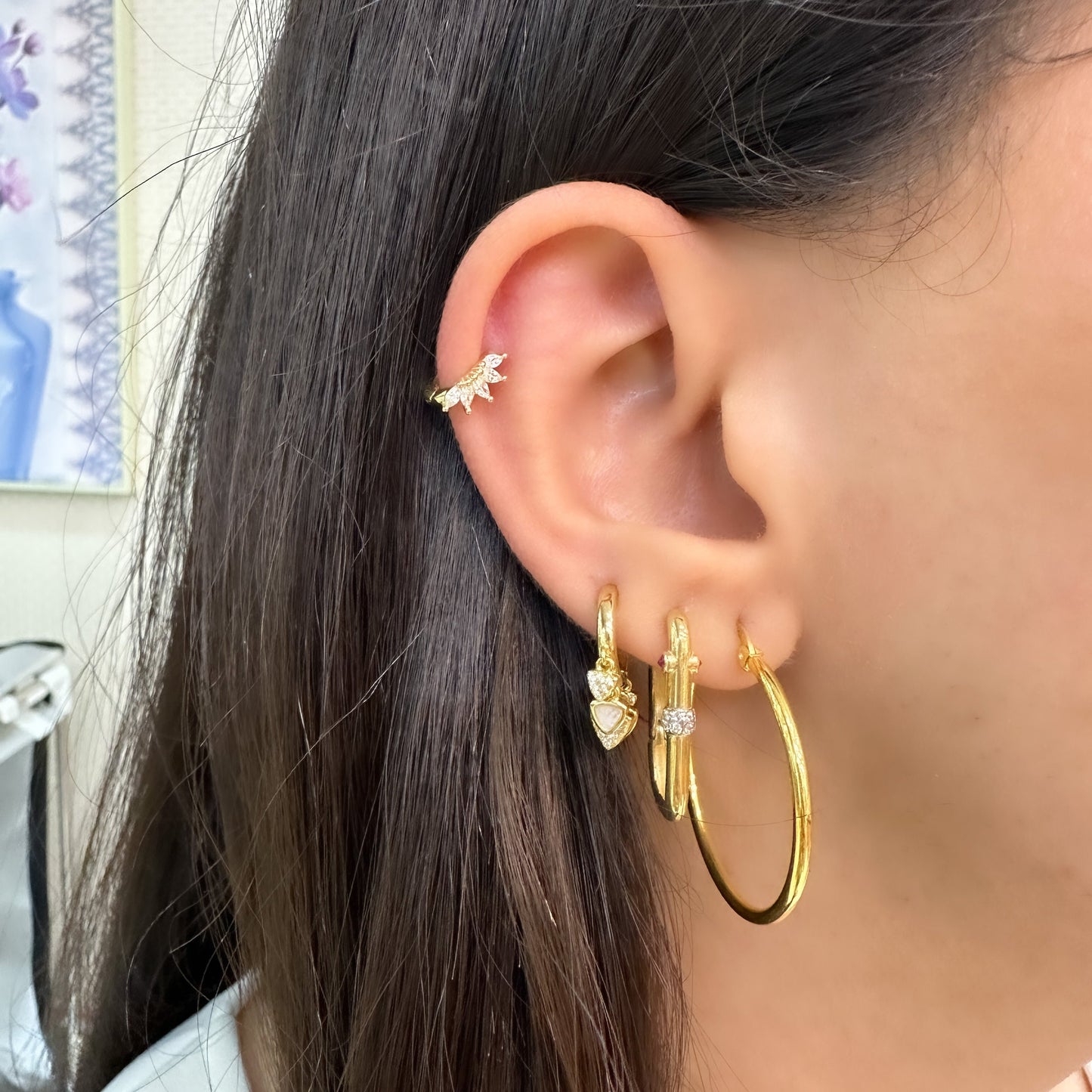 Three cm Thin Hoop Earrings