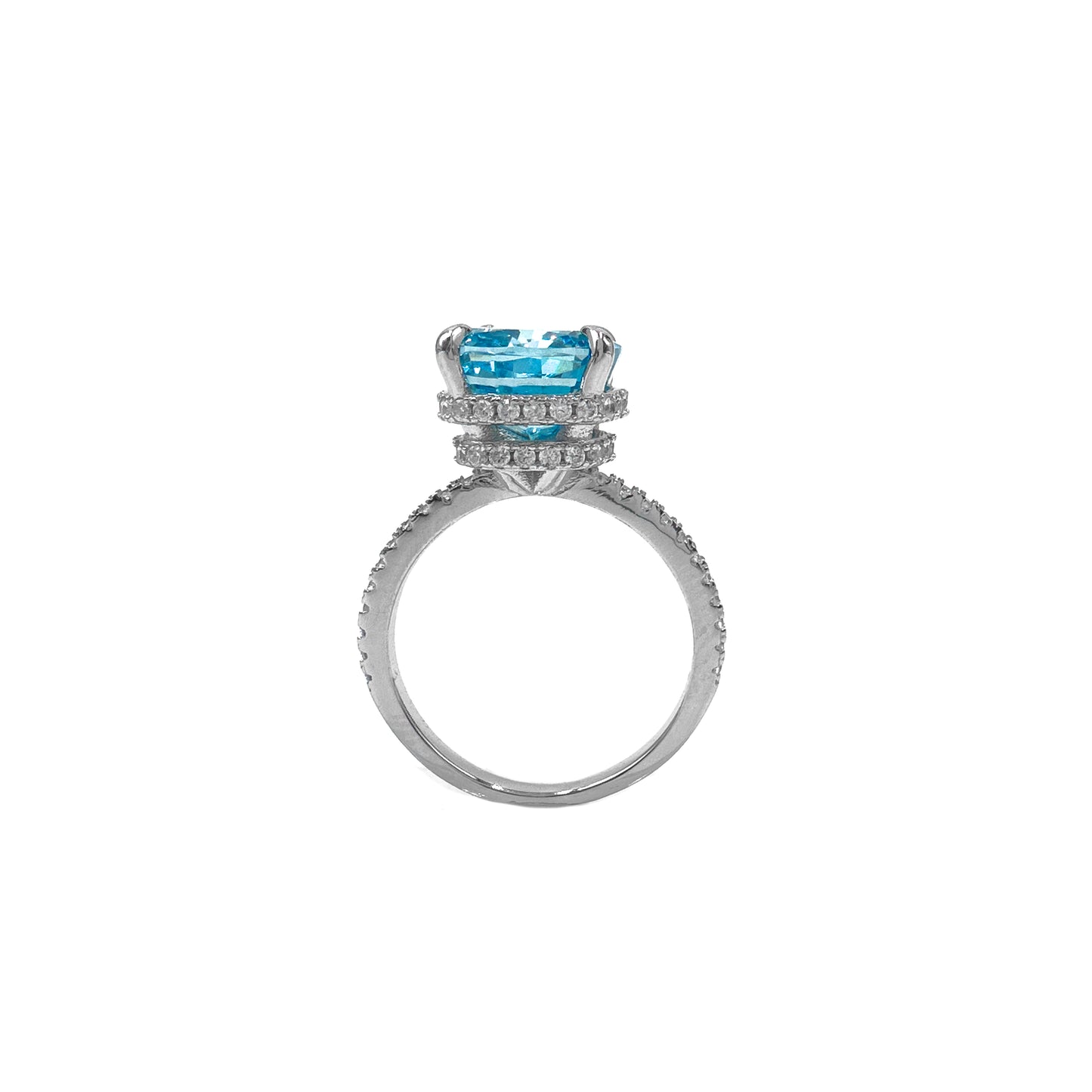 Blauer Moissanit-Ring