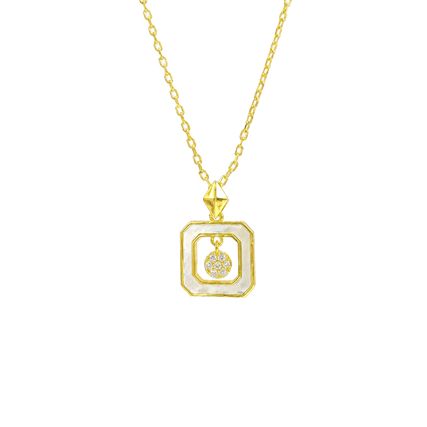 Sedef Taşlı Kare Design Kolye