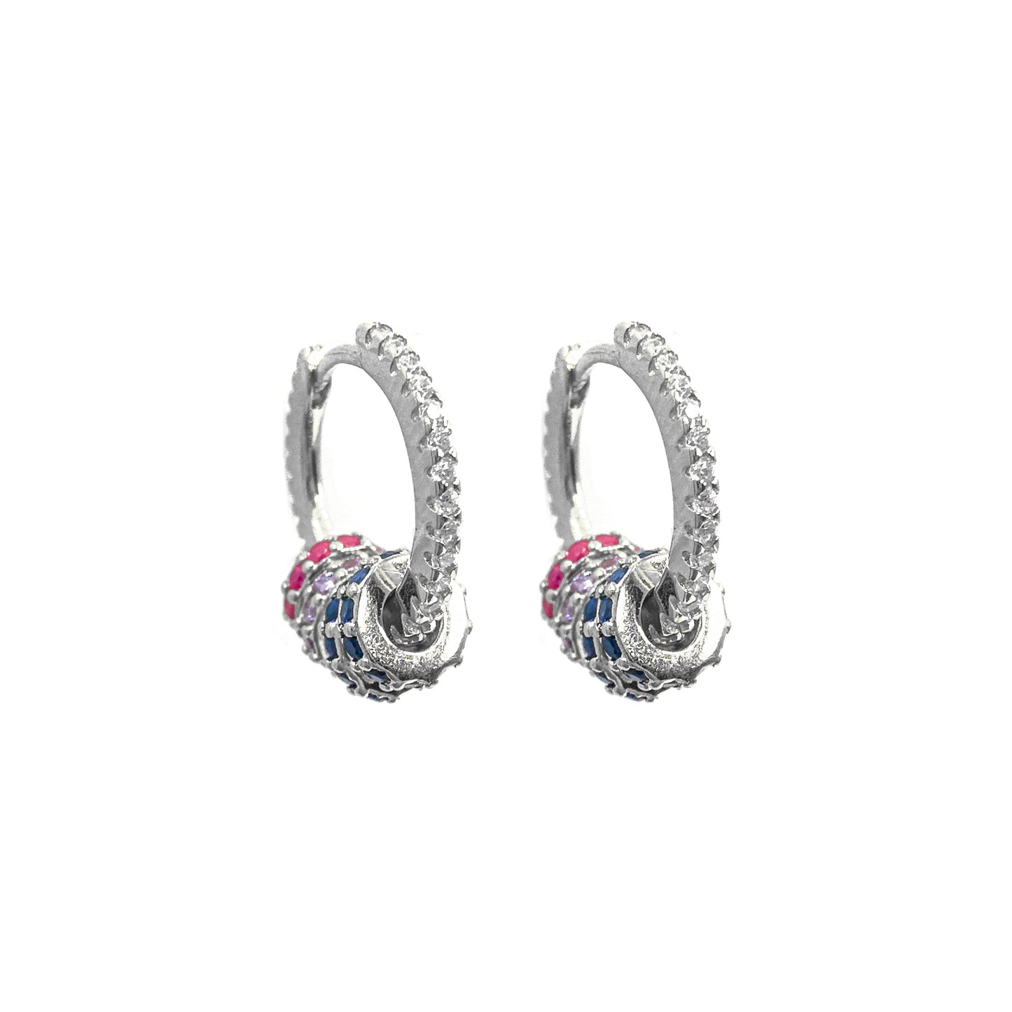 Renkli Taşlı Charm Halka Küpe