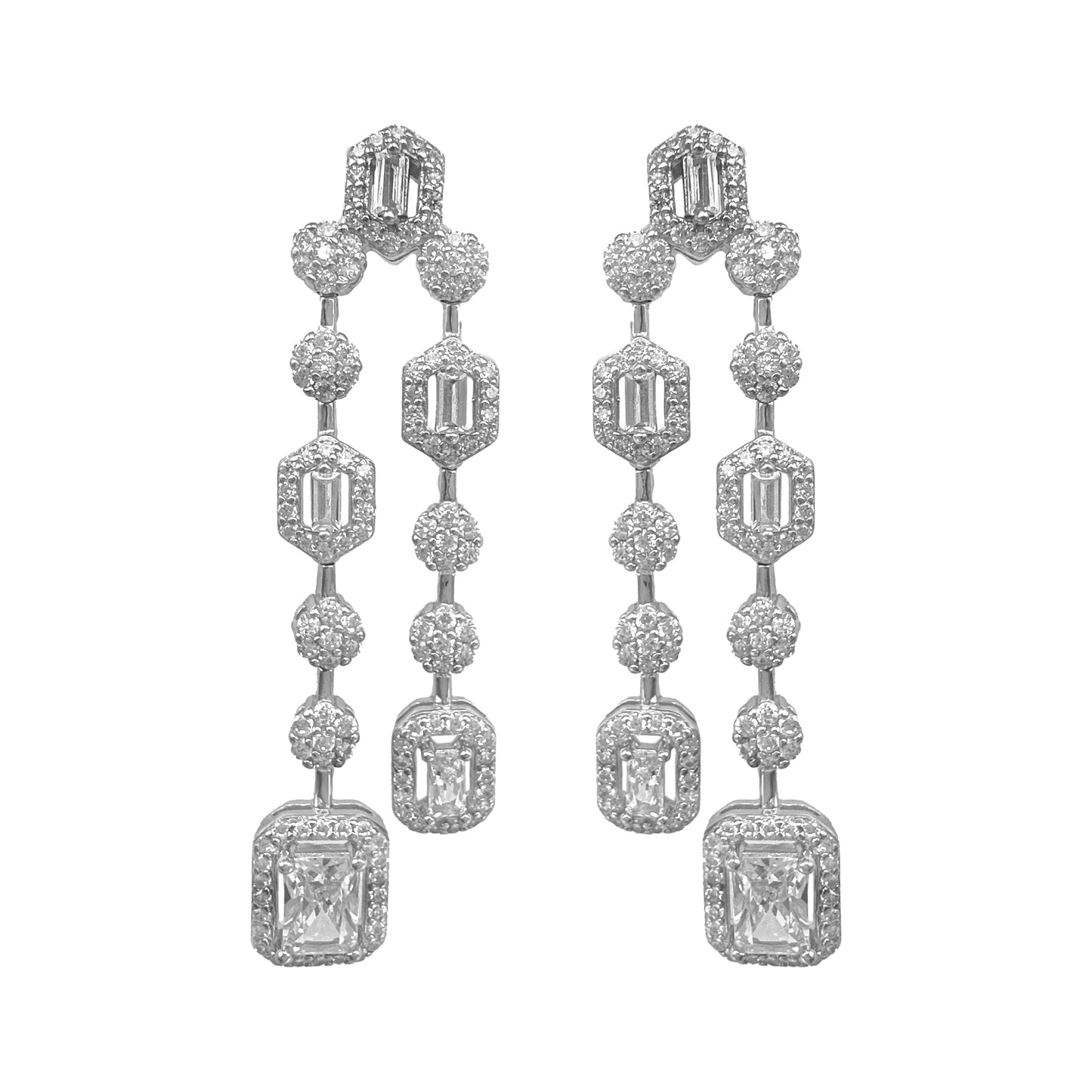 Shaped Baguette Design Dangle Earrings