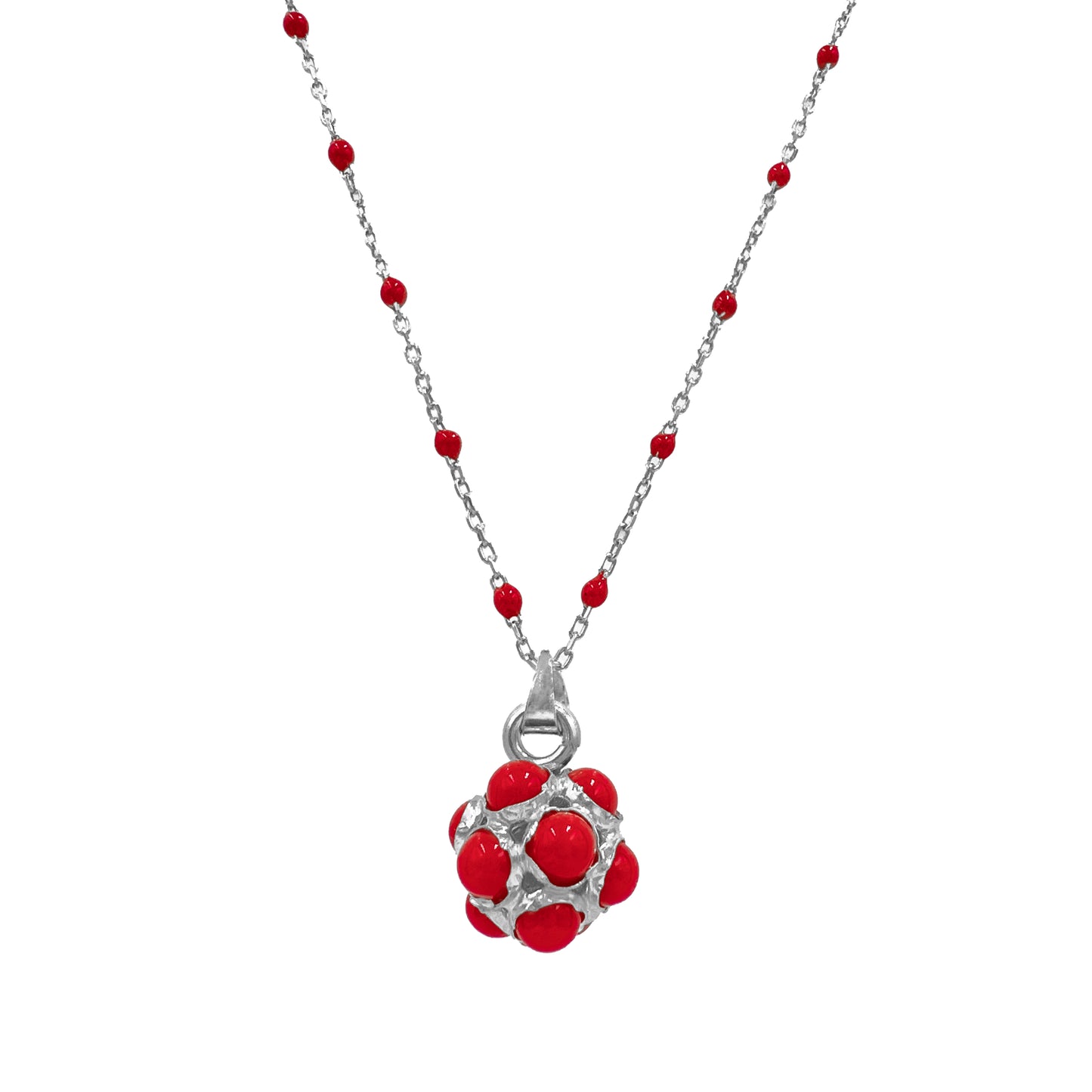 Kırmızı Top Zincirli Nostaljik Kolye