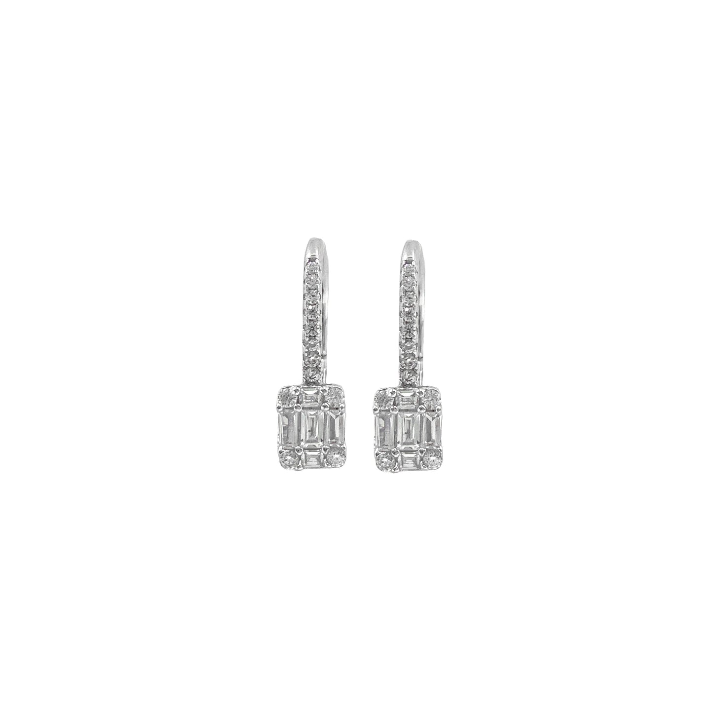 Minimal Baguette Stone Hoop Earrings
