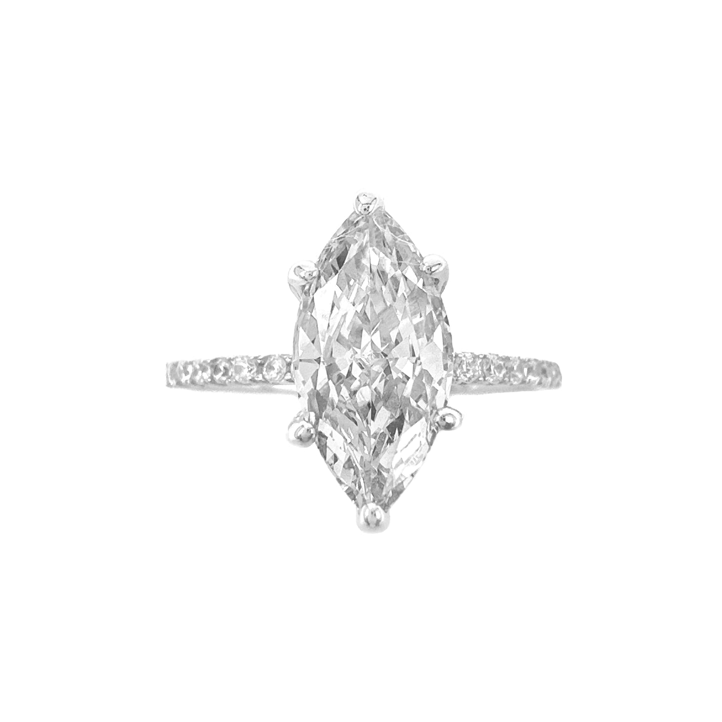 Ice Cut Side Stone Shuttle Ring