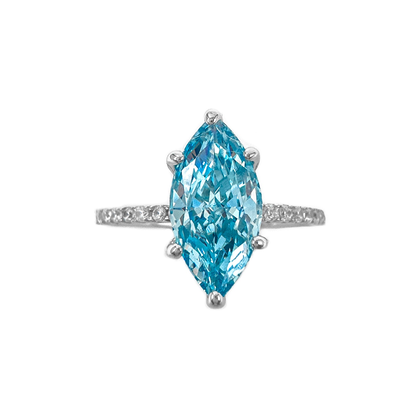 Ice Cut Side Stone Shuttle Ring