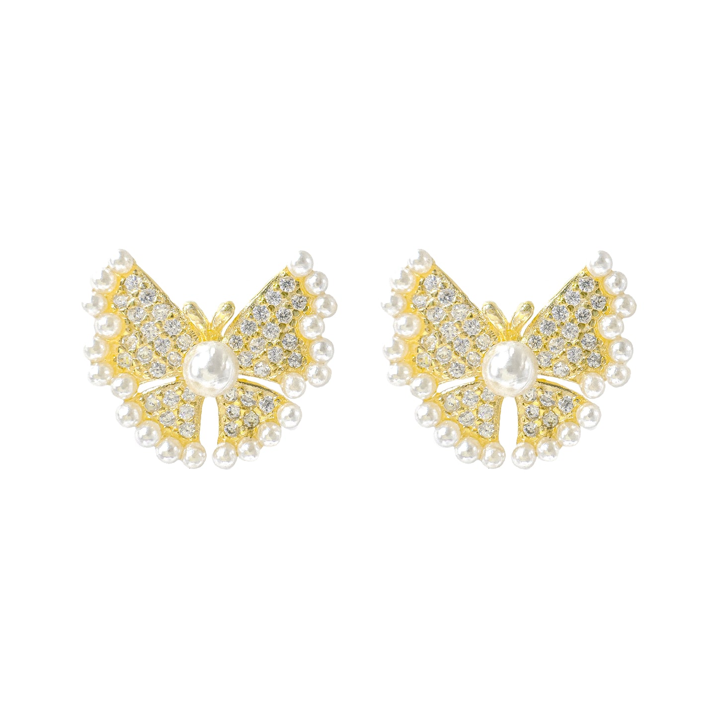 İnci Detaylı Butterfly Küpe