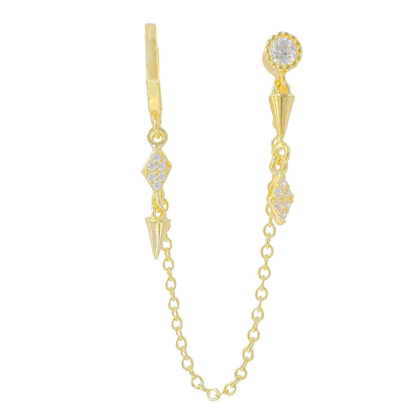 Emily Karo Taşlı Chain Küpe