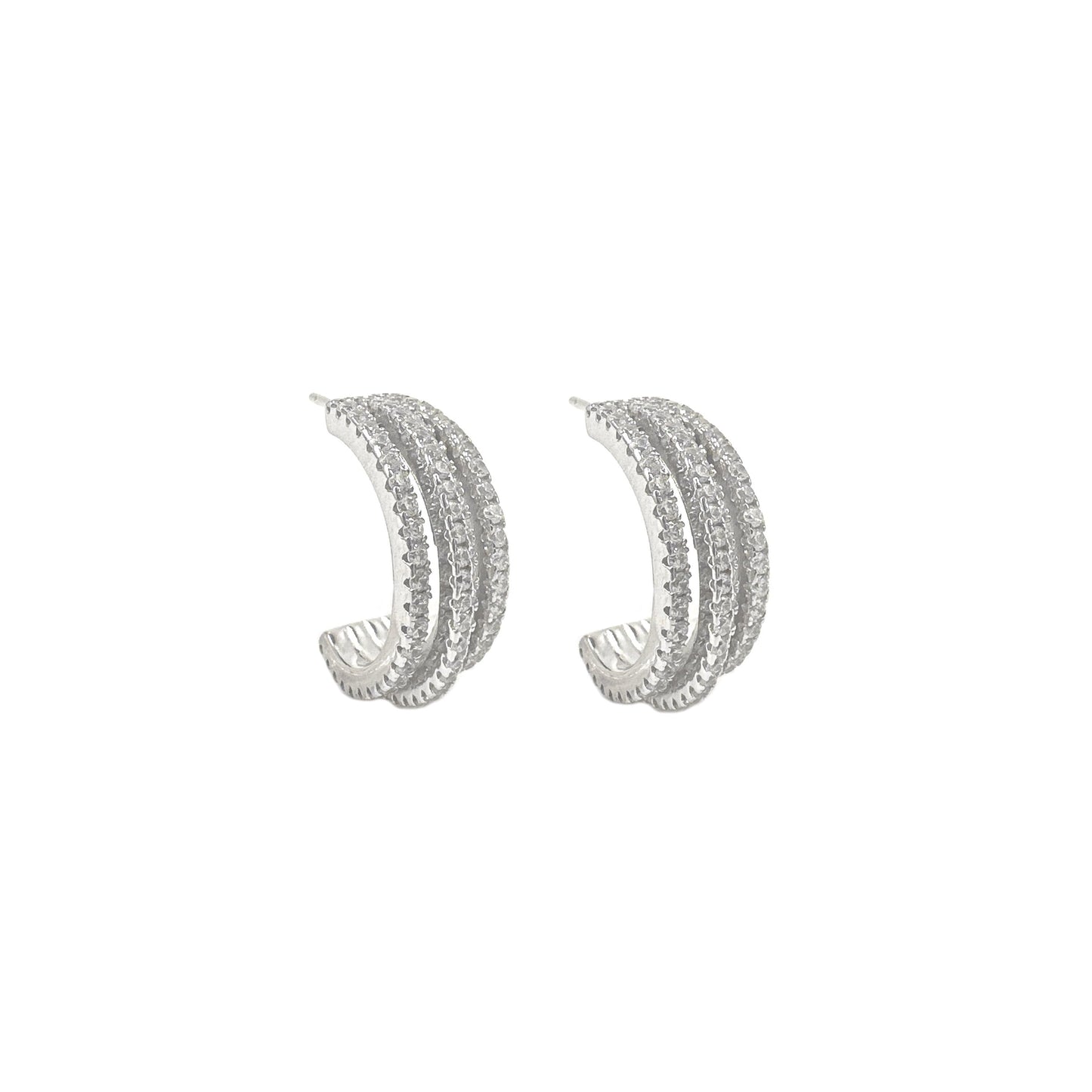 Three Row Stone Pin Earrings