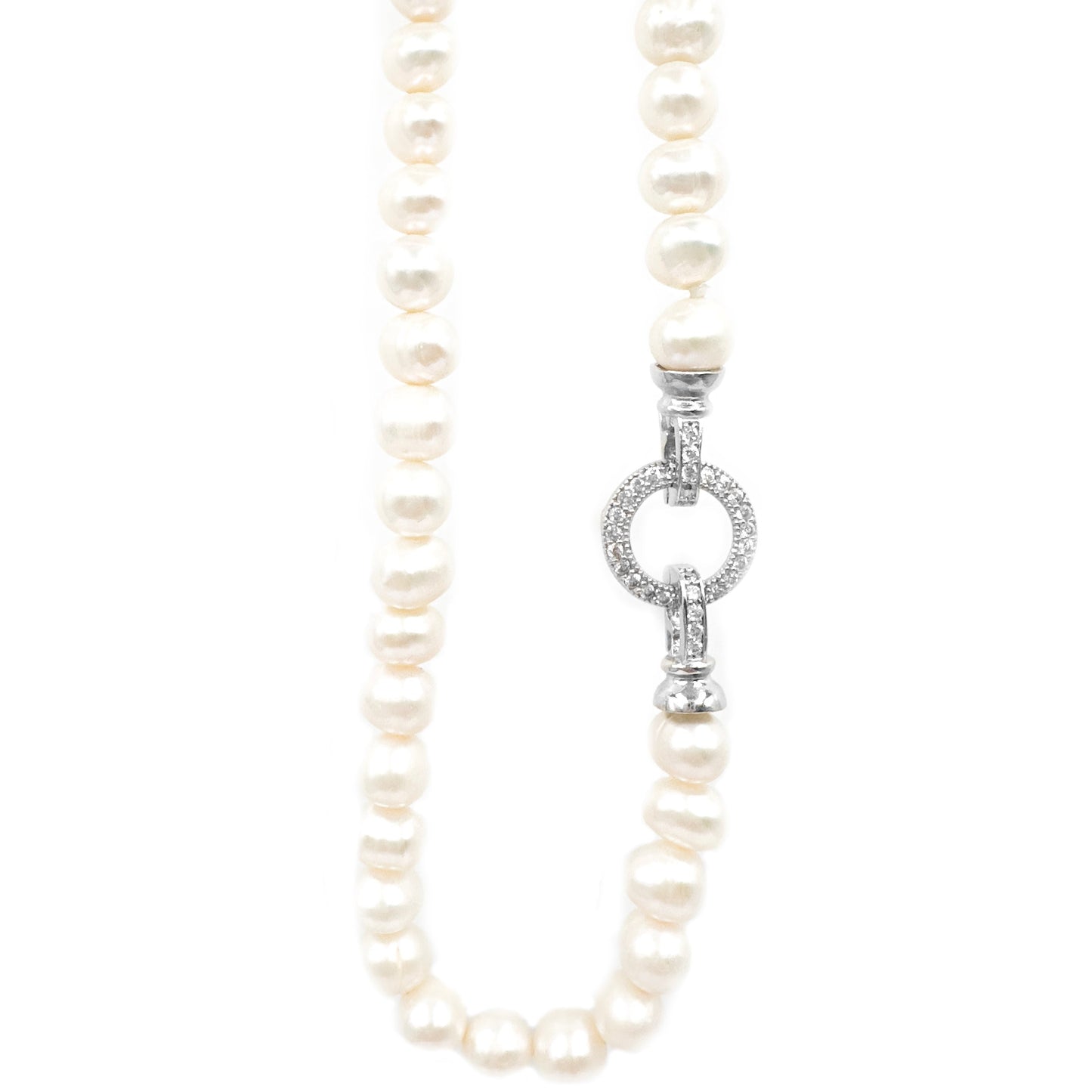 Stone Clip Pearl Necklace