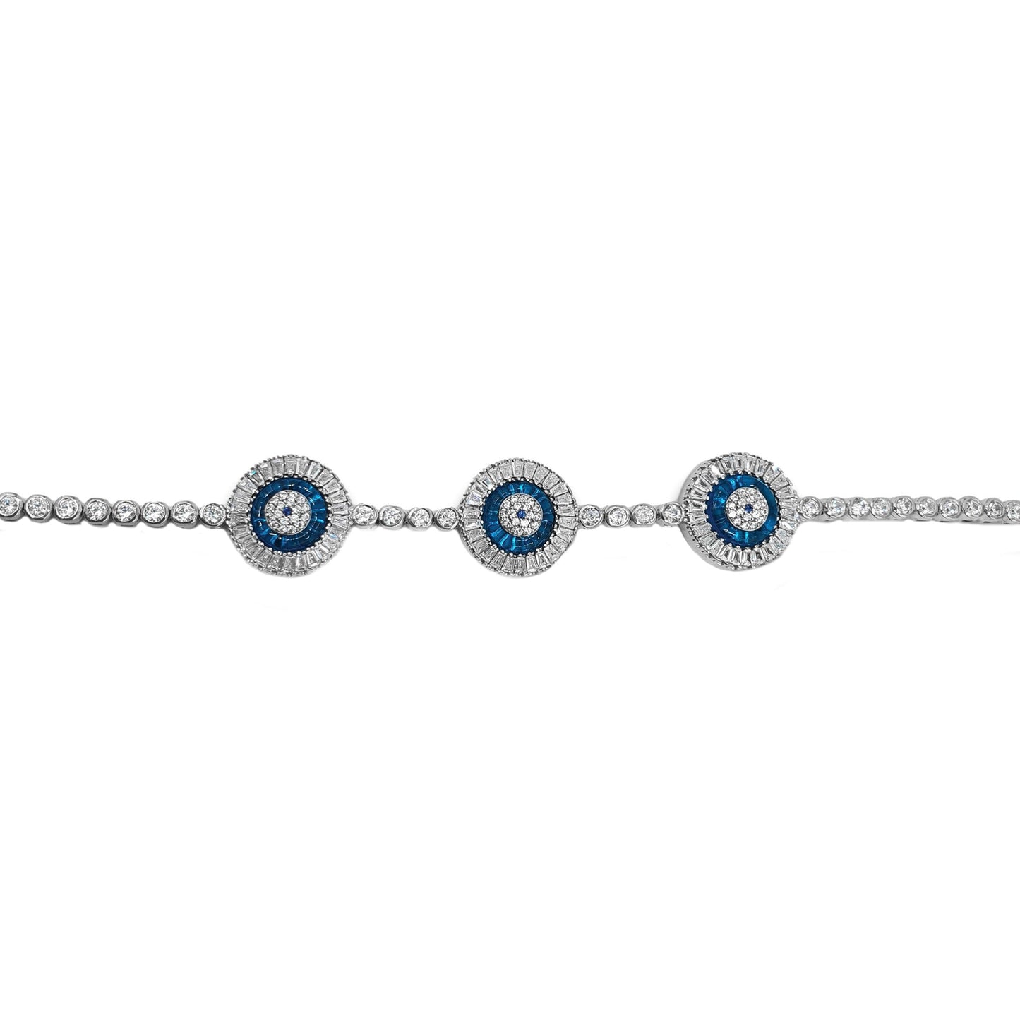 Triple Baguette Stone Glass Eyed Waterway Bracelet