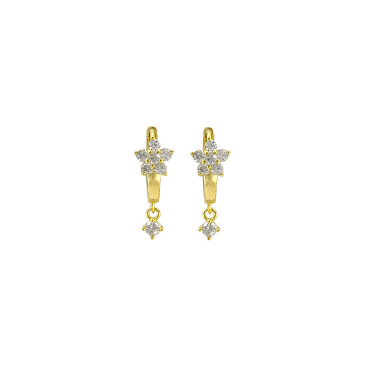 Flower Stone Hoop Earrings