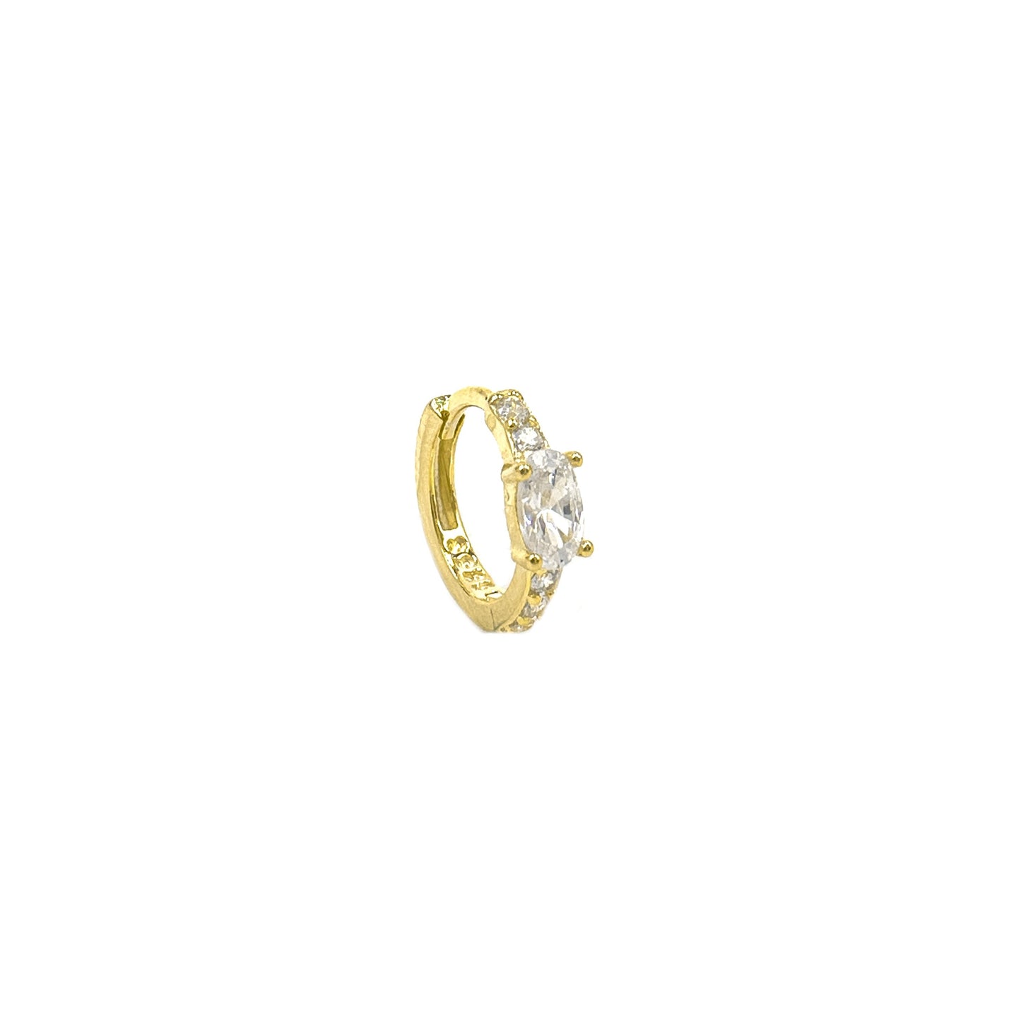 Oval Taşlı Halka Piercing