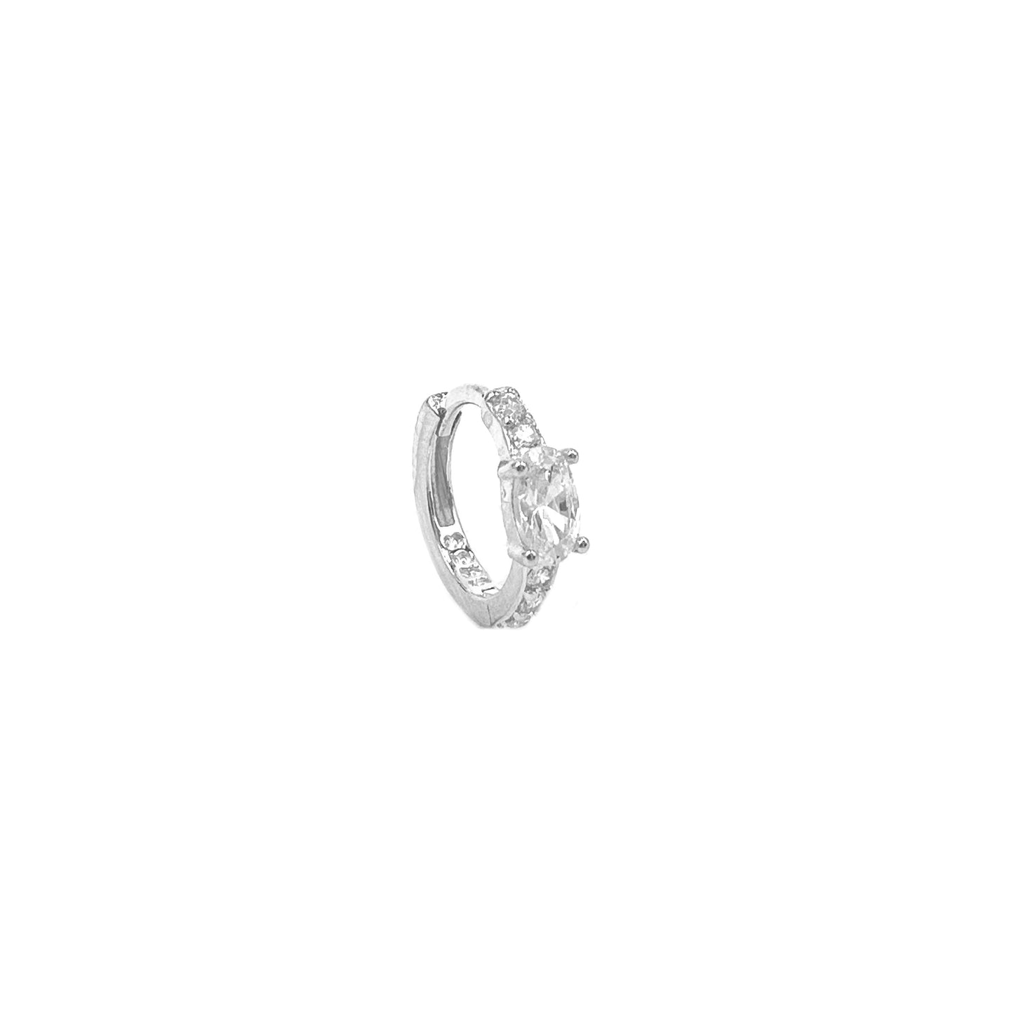 Oval Taşlı Halka Piercing