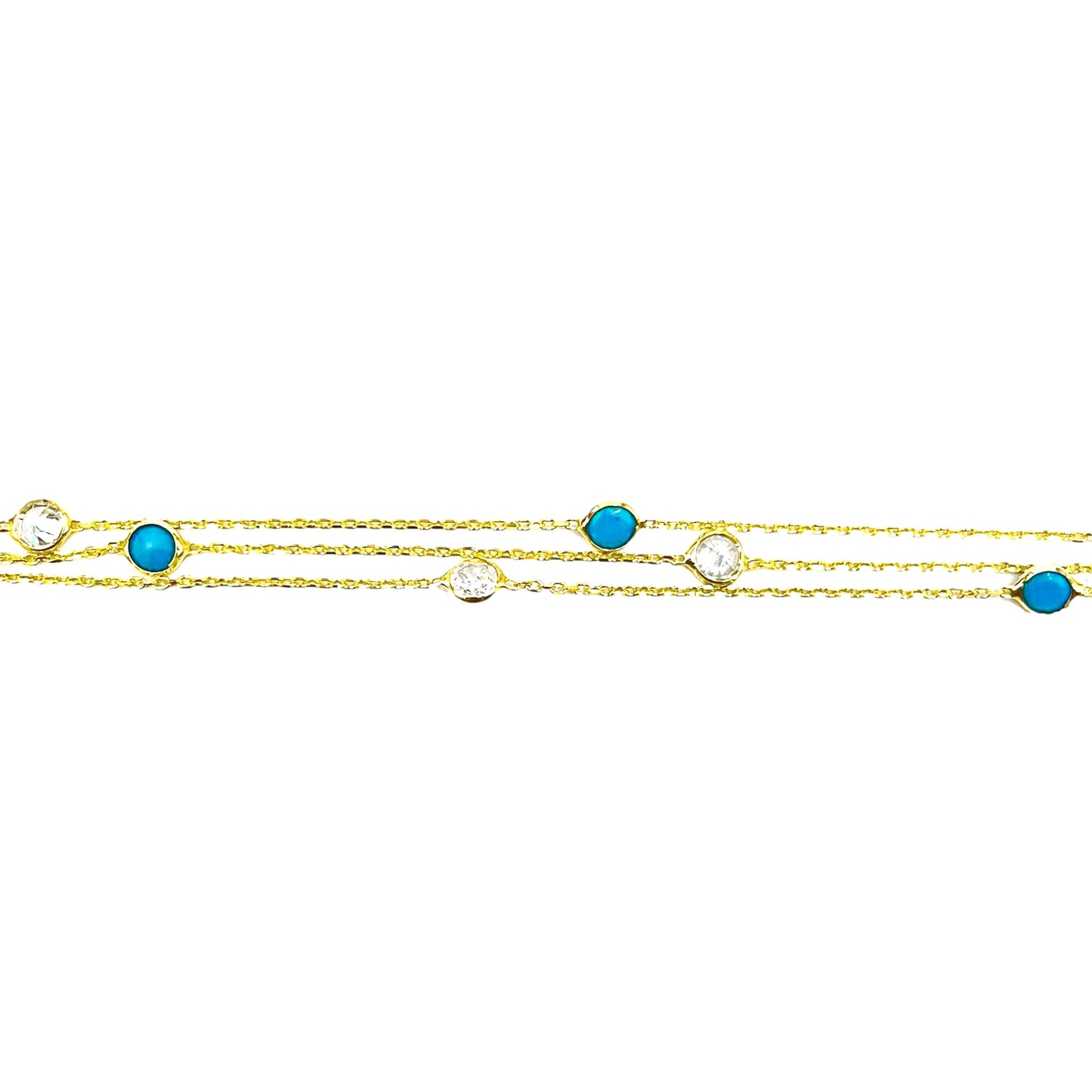 Dreireihiges Armband aus farbigem Stein