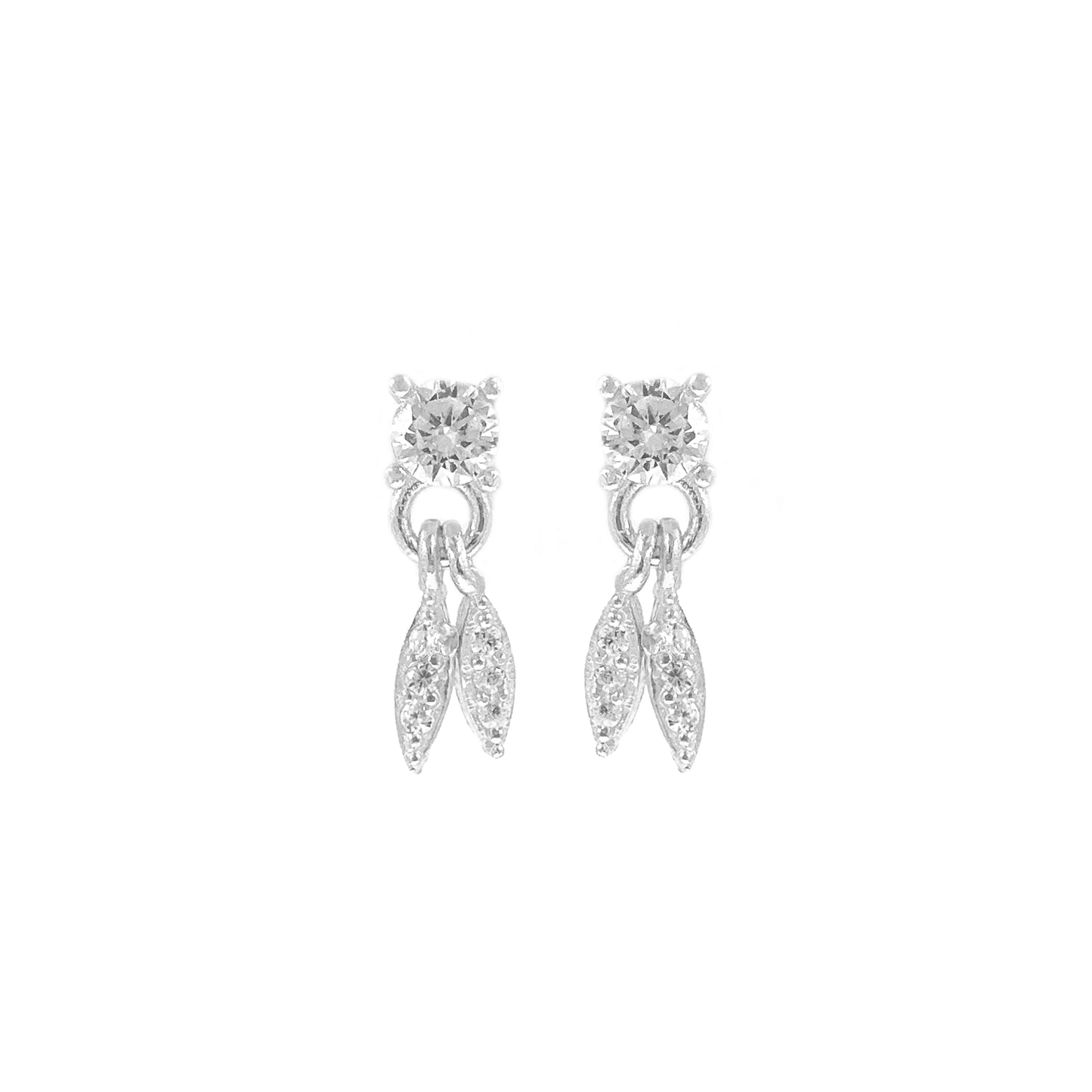 Taşlı Twin Leaf Küpe