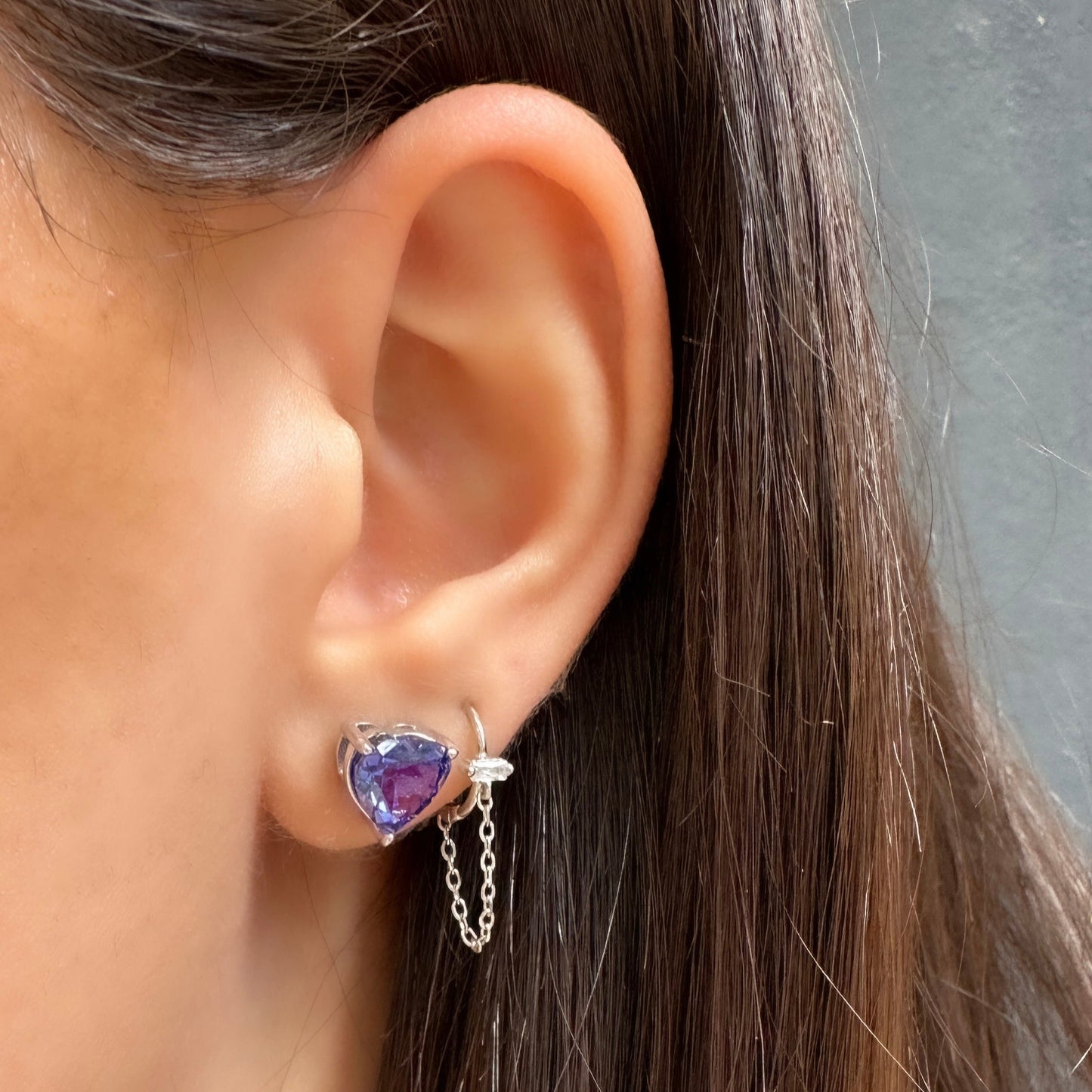 Tanzanite Kalp Pimli Küpe