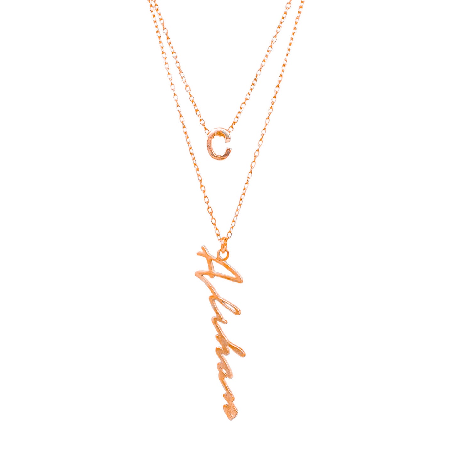 Double Chain Name and Letter Necklace