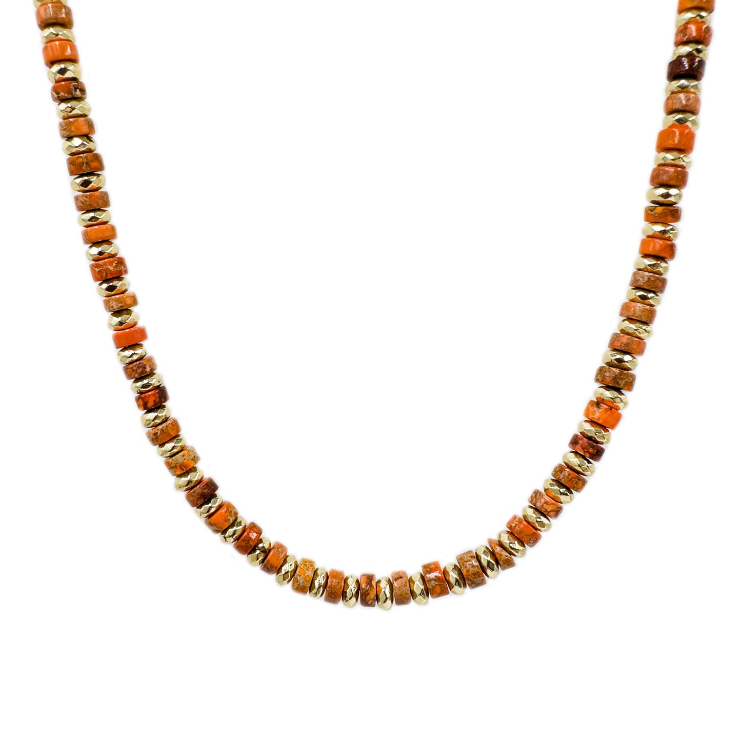 Orangefarbene Naturstein-Halskette
