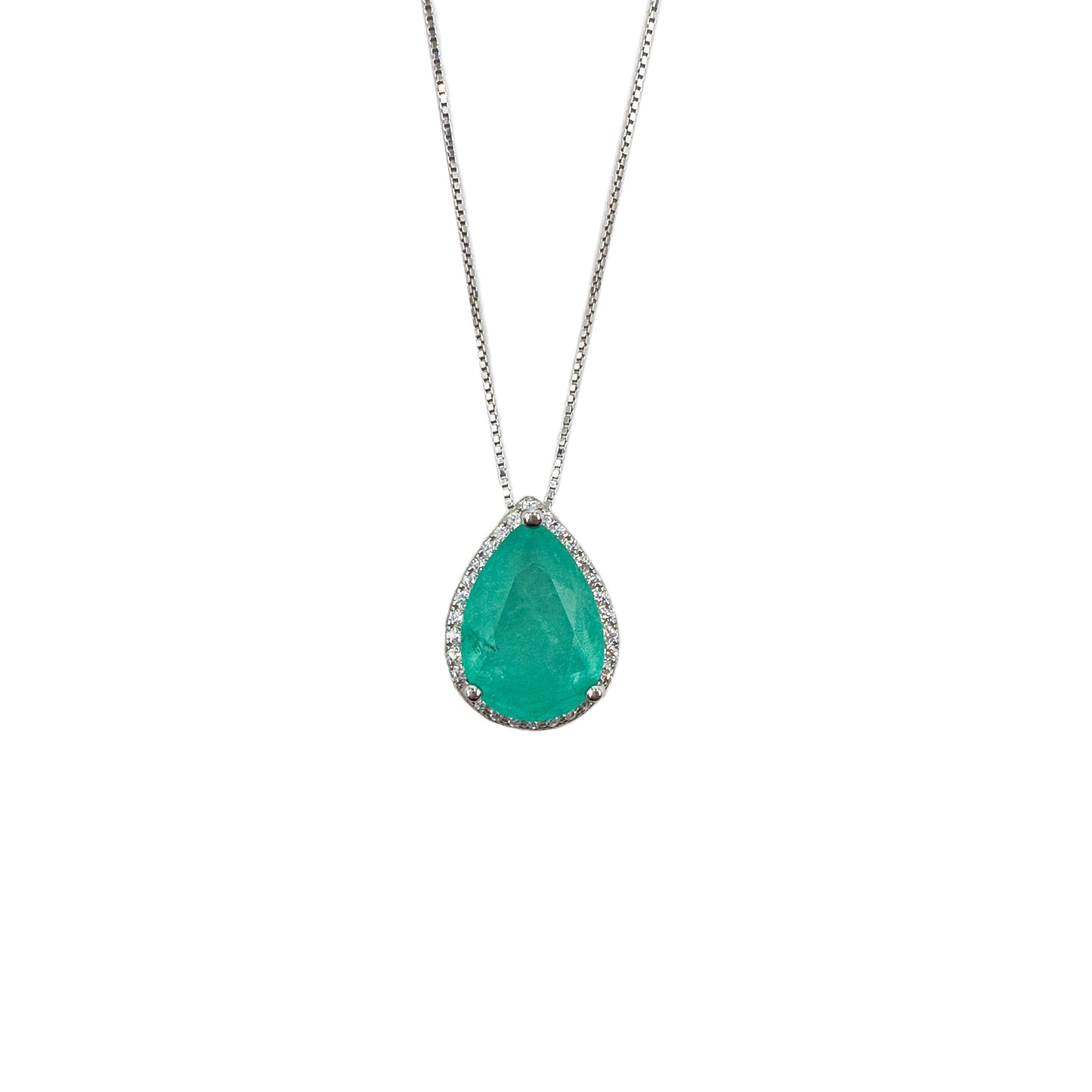 Paraiba Yanı Taşlı Damla Kolye