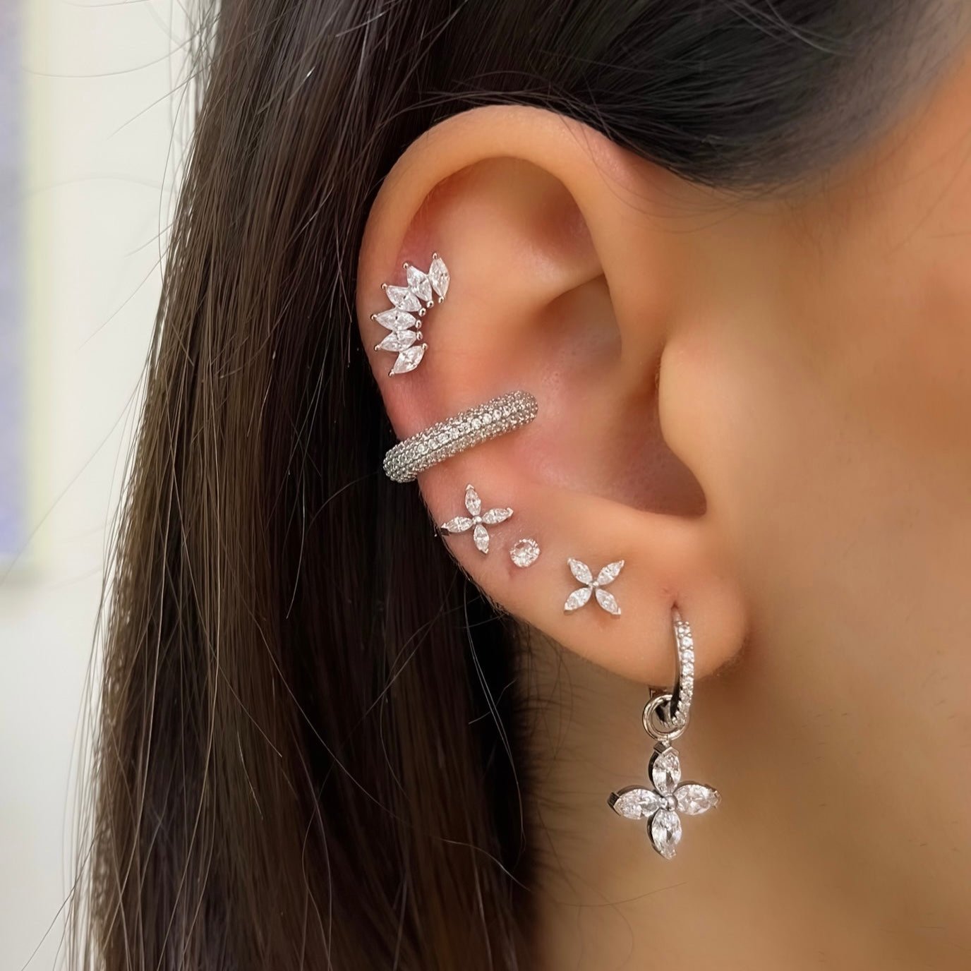 Marquise Stone Hoop Earrings
