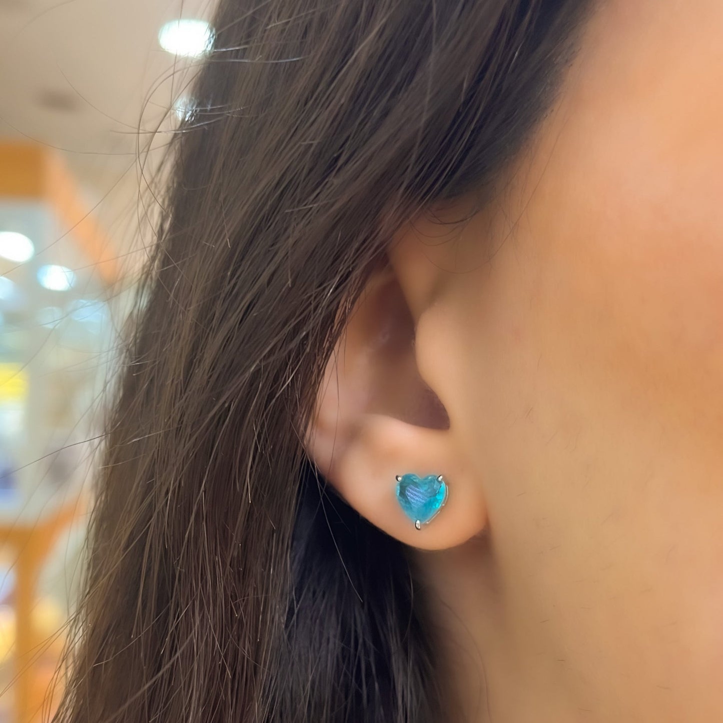Paraiba Zümrüdü Kalp Küpe
