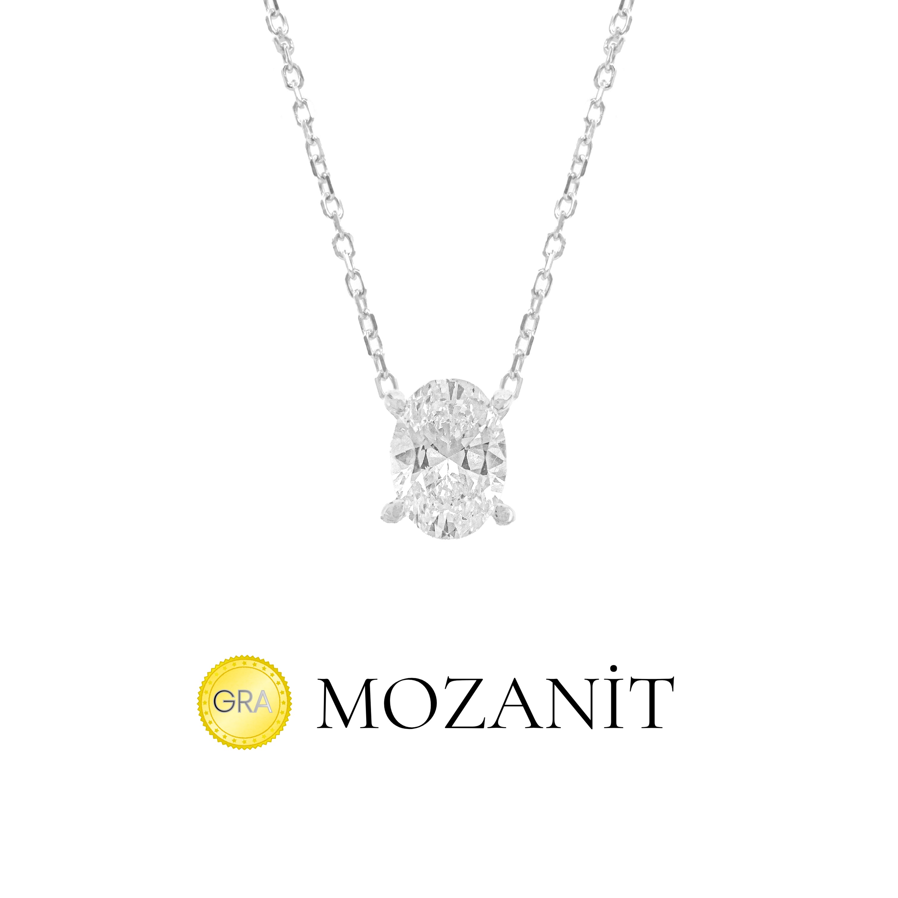 Bir Karat Mozanit Oval Kolye