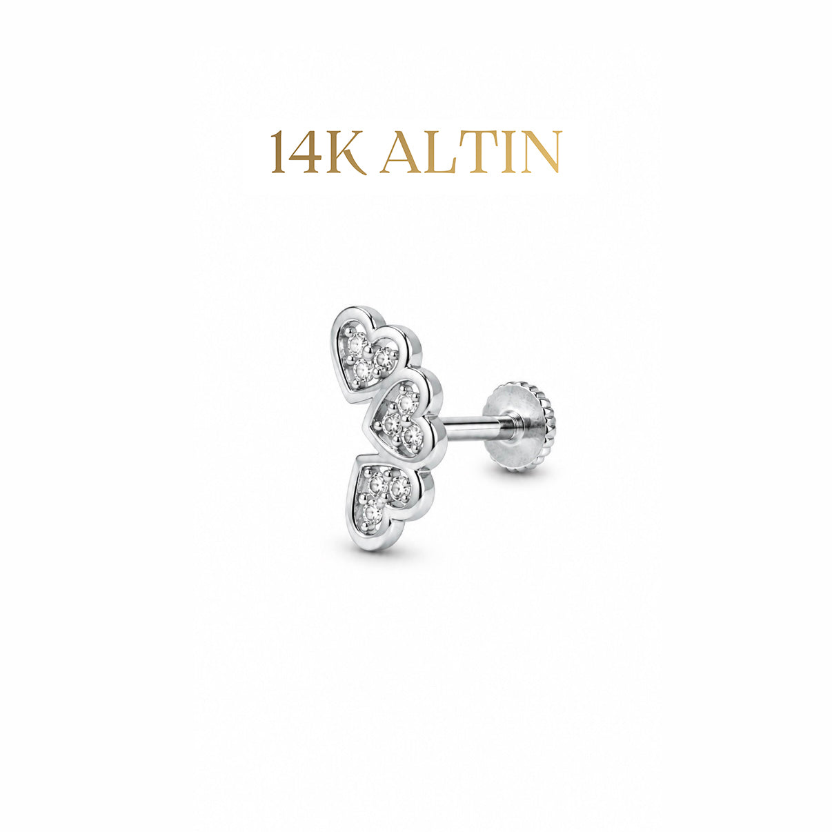14K Üçlü Kalp Piercing