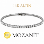 14K Üç mm Mozanit Suyolu Bileklik