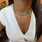 Akuamarin Taşlı Tasarım Nal Kolye