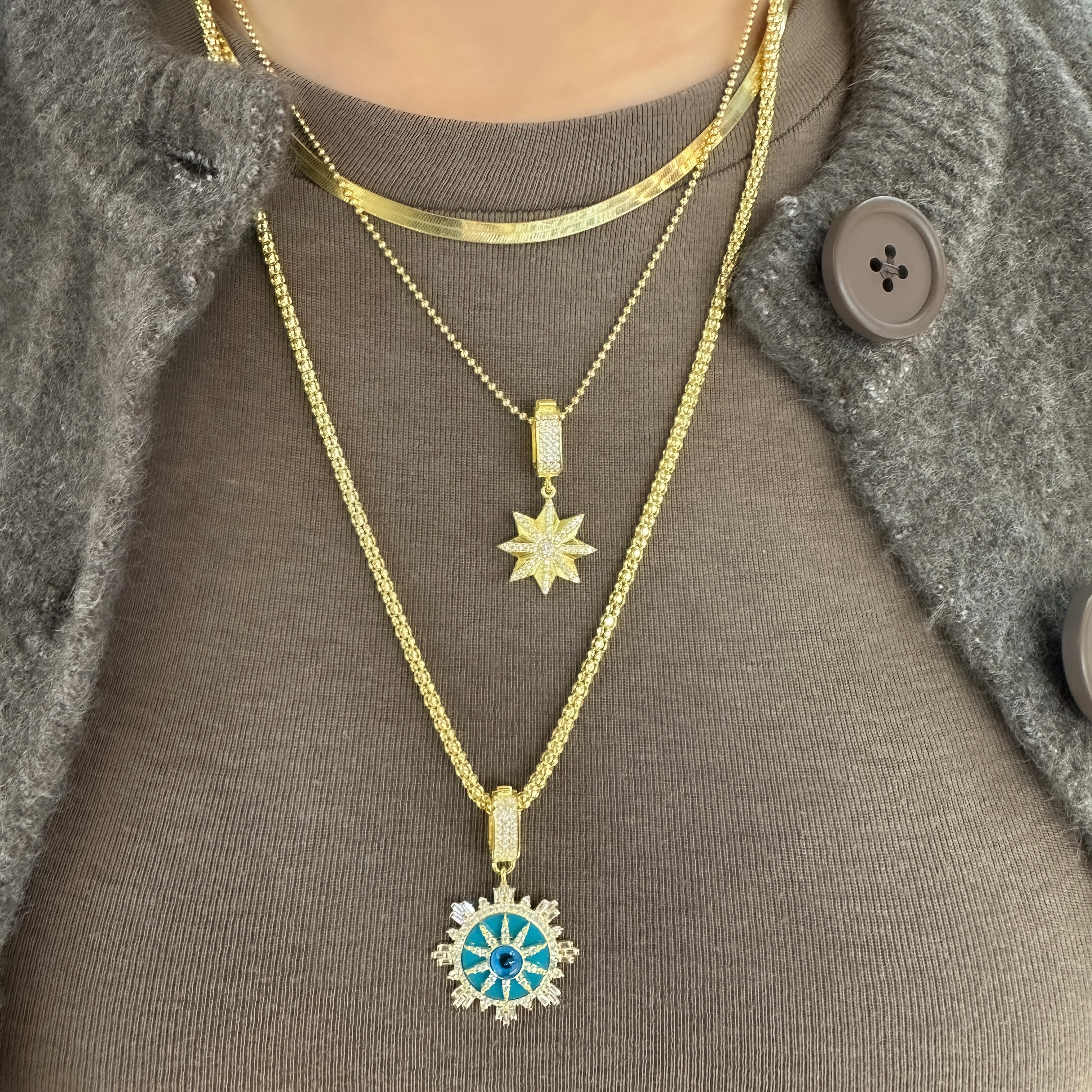 Taşlı Kar Tanesi Kolye Ucu / Charm