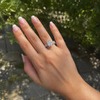 14K Kolu Oval Taşlı Oval Mozanit Yüzük
