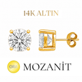 14K Mozanit 9 mm Tektaş Küpe