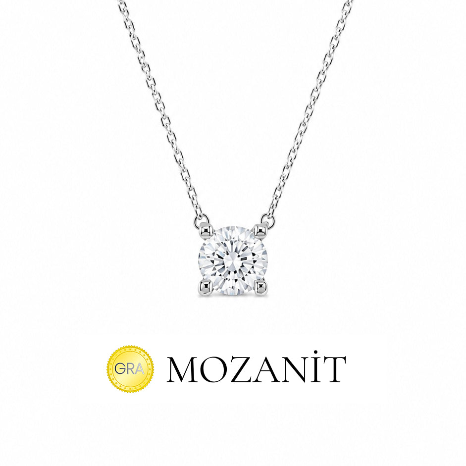 Mozanit Bir Karat Tektaş Kolye