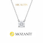 14K Mozanit Bir Karat Tektaş Kolye
