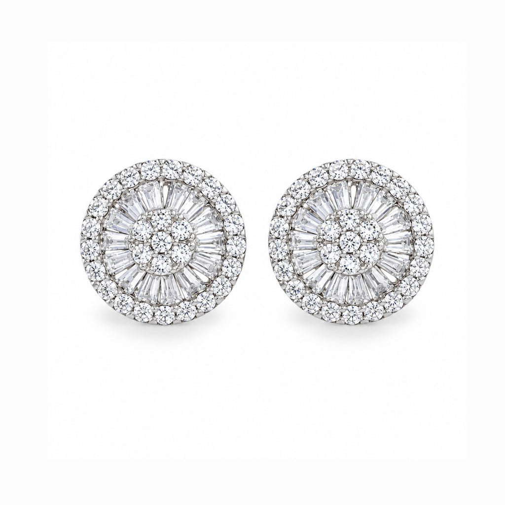 Round Earrings with Trapezoid Stone