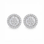 Round Earrings with Trapezoid Stone