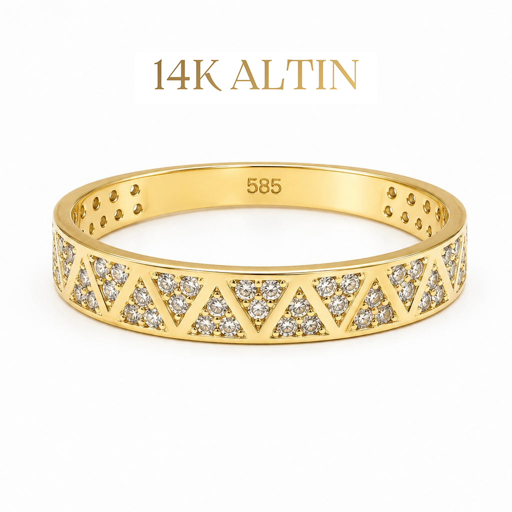 14K Tria Taşlı Yüzük