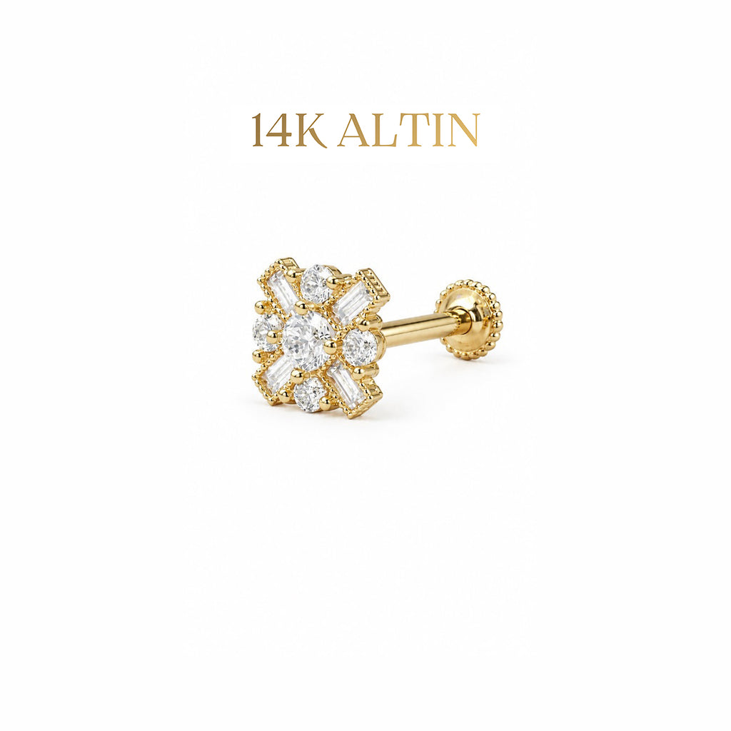 14K Taşlı Tasarım Piercing